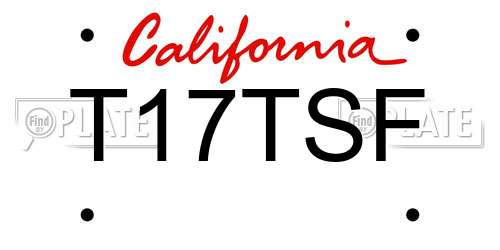 T17TSF California License Plate