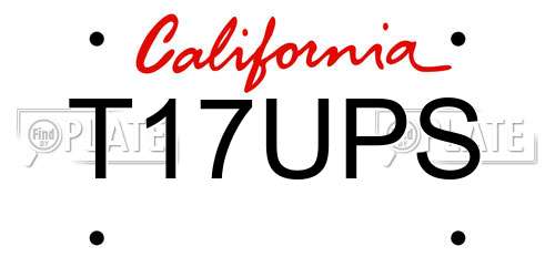 T17UPS California License Plate