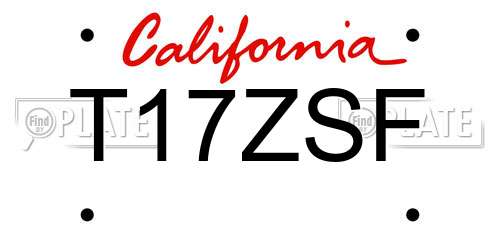 T17ZSF California License Plate