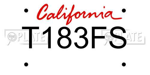 T183FS California License Plate