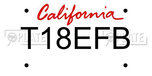 T18EFB California License Plate