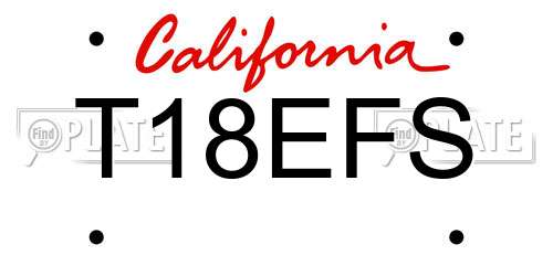 T18EFS California License Plate