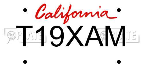 T19XAM California License Plate