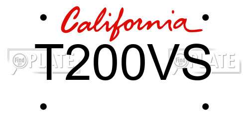 T200VS California License Plate