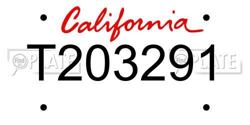 T203291 California License Plate