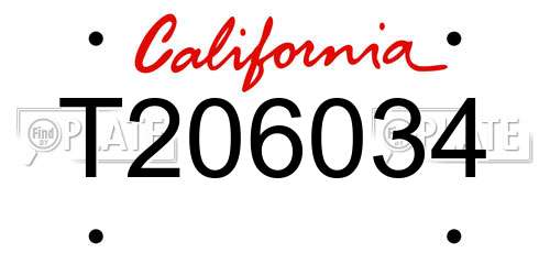 T206034 California License Plate