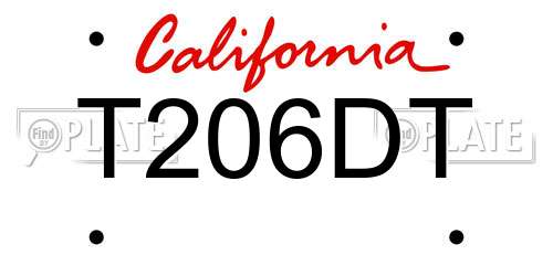 T206DT California License Plate