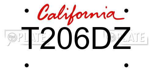 T206DZ California License Plate