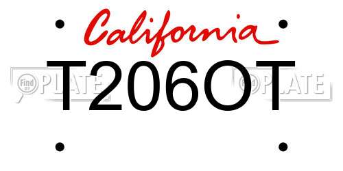 T206OT California License Plate