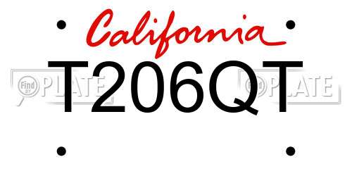 T206QT California License Plate