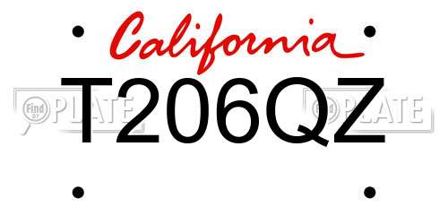 T206QZ California License Plate