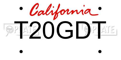 T20GDT California License Plate