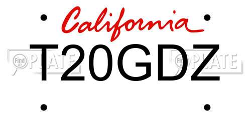 T20GDZ California License Plate