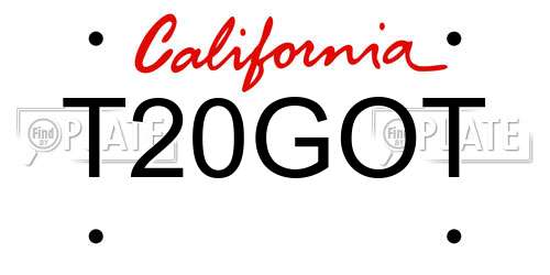 T20GOT California License Plate