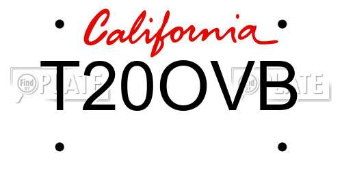T20OVB California License Plate