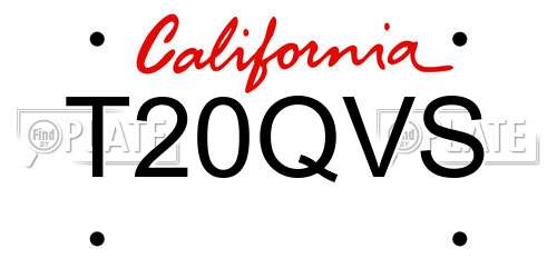 T20QVS California License Plate