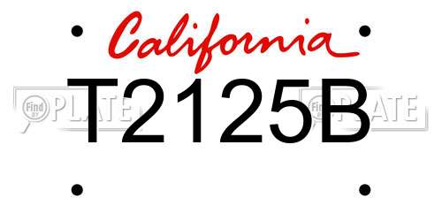 T2125B California License Plate