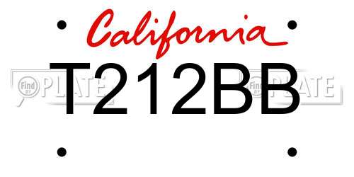 T212BB California License Plate