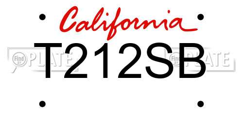 T212SB California License Plate