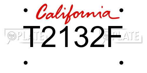 T2132F California License Plate
