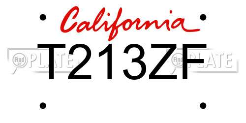 T213ZF California License Plate