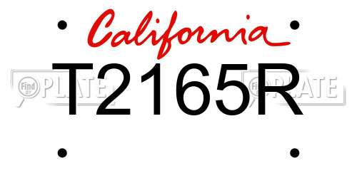 T2165R California License Plate