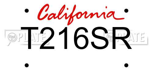 T216SR California License Plate