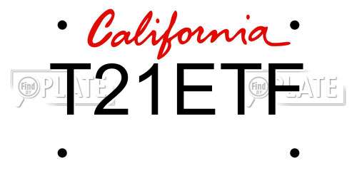 T21ETF California License Plate