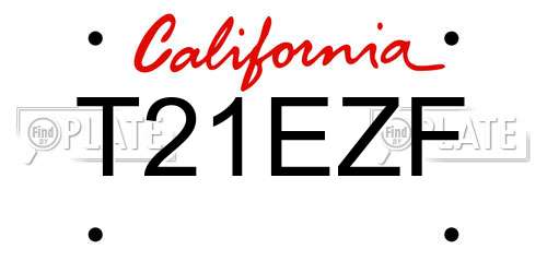 T21EZF California License Plate
