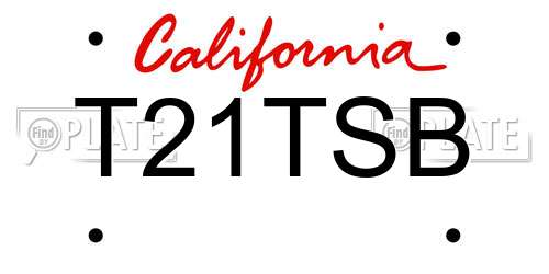 T21TSB California License Plate