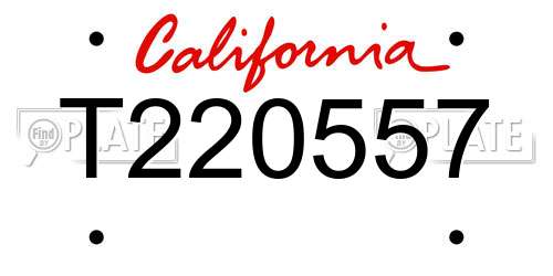T220557 California License Plate