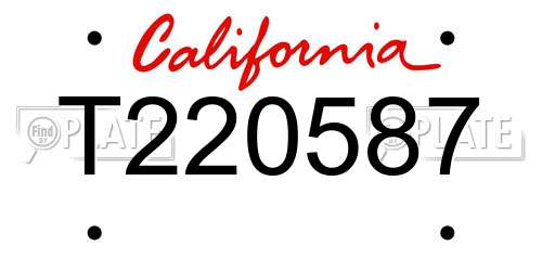 T220587 California License Plate