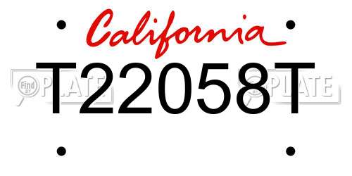 T22058T California License Plate
