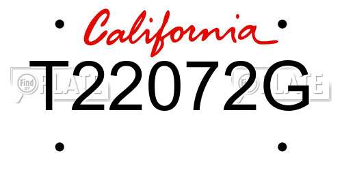 T22072G California License Plate