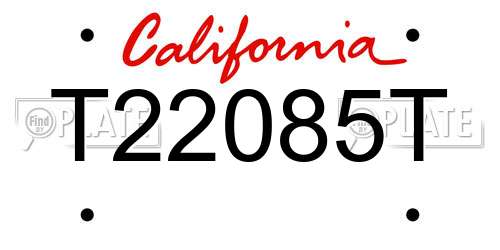T22085T California License Plate
