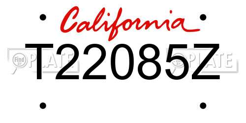 T22085Z California License Plate