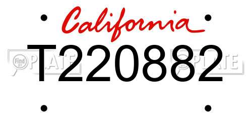 T220882 California License Plate