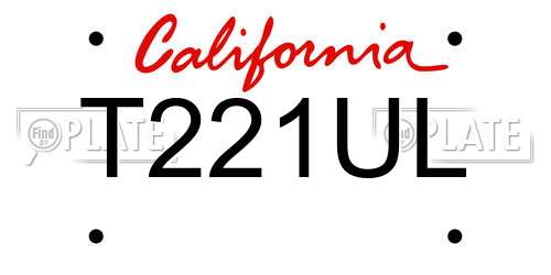 T221UL California License Plate