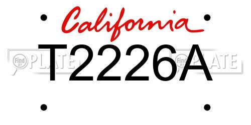 T2226A California License Plate