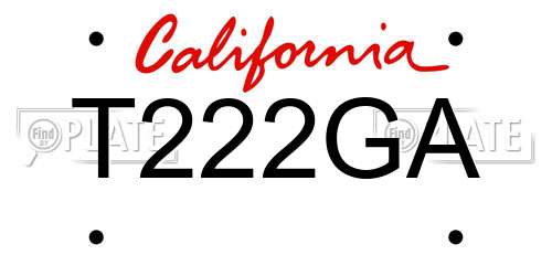 T222GA California License Plate