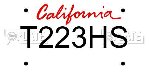 T223HS California License Plate