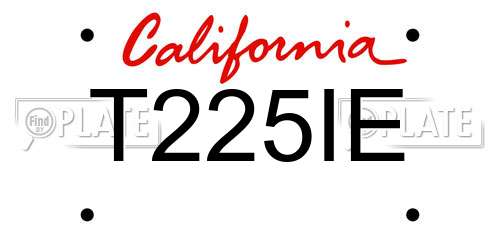 T225IE California License Plate
