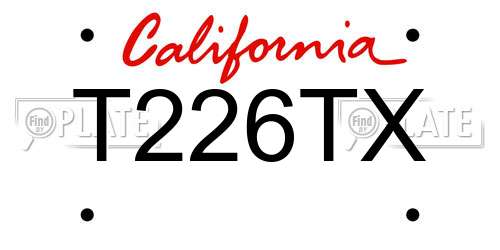 T226TX California License Plate