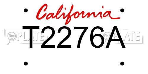 T2276A California License Plate