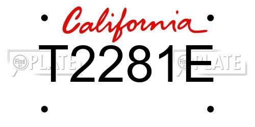 T2281E California License Plate