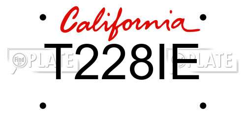 T228IE California License Plate