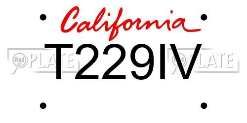 T229IV California License Plate