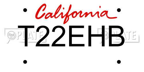 T22EHB California License Plate
