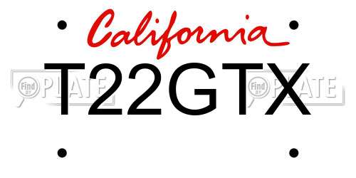 T22GTX California License Plate