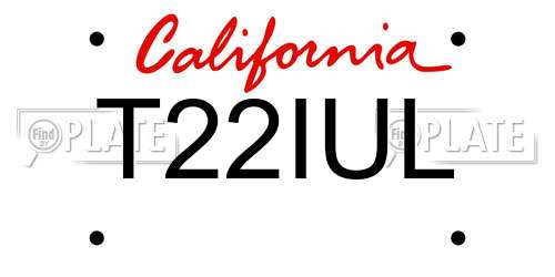 T22IUL California License Plate